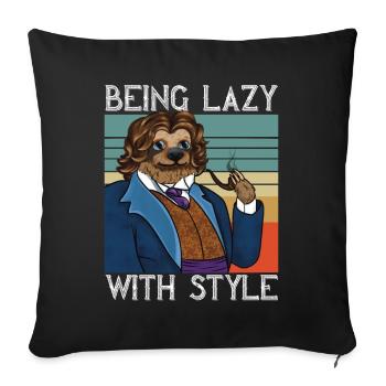 Paresseux disant être paresseux avec le style Design rétro - Housse de coussin décorative 45 x 45 cm - noir - Devant