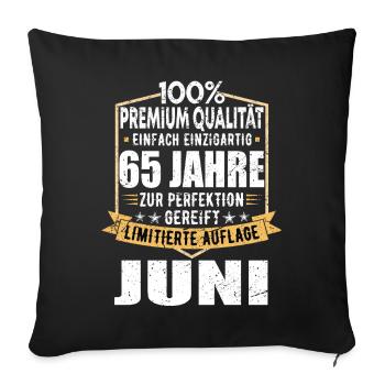 65. Geburtstag Juni Jahrgang 1958 Vintage - Sofakissenbezug 45 x 45 cm - Schwarz - Vorne