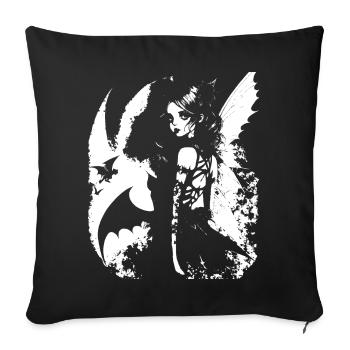 Fairycore Aesthetics Skeleton Fairy Goth Gothic G - Sofa pillowcase 17,3'' x 17,3'' (45 x 45 cm) - black - Front