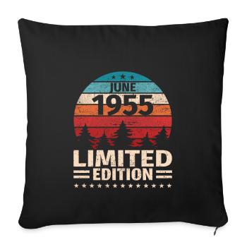 68. Geburtstag Juni Jahrgang 1955 Vintage - Sofakissenbezug 45 x 45 cm - Schwarz - Vorne