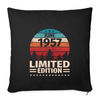 66. Geburtstag Juni Jahrgang 1957 Vintage - Sofakissenbezug 45 x 45 cm - Schwarz - Vorne