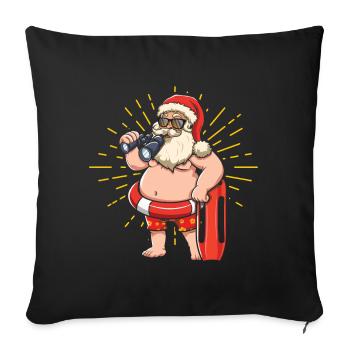 Christmas July Funny Santa Surf Hello Summer - Sofa pillowcase 17,3'' x 17,3'' (45 x 45 cm) - black - Front