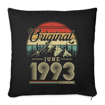 Juin 1993 Vintage Vintage Rétro Anniversaire - Housse de coussin décorative 45 x 45 cm - noir - Devant