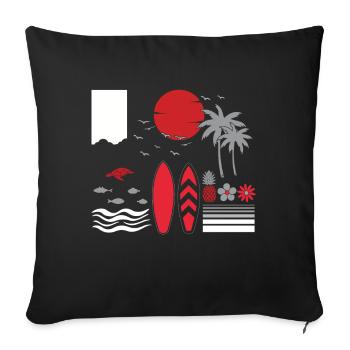Hawaii Summer Palm Tree Surf Hello Summer - Sofa pillowcase 17,3'' x 17,3'' (45 x 45 cm) - black - Front
