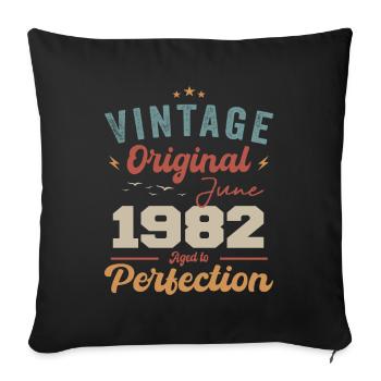 June 1982 Aged to Perfection June 1982 vintage - Sofa pillowcase 17,3'' x 17,3'' (45 x 45 cm) - black - Front