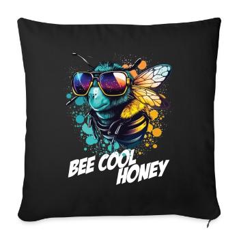 Graffiti Hummel mit Sonnenbrille Bee Cool Honey - Sofakissenbezug 45 x 45 cm - Schwarz - Vorne