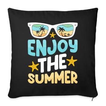 Enjoy the summer - Summer Sun Beach Sea - Sofa pillowcase 17,3'' x 17,3'' (45 x 45 cm) - black - Front