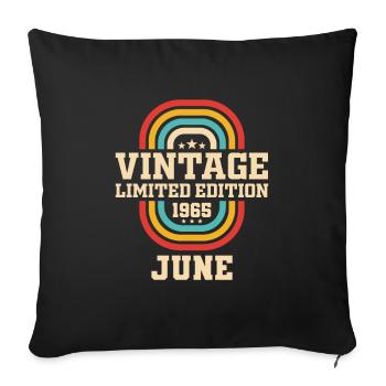 58e anniversaire Juin Millésime 1965 Millésime - Housse de coussin décorative 45 x 45 cm - noir - Devant
