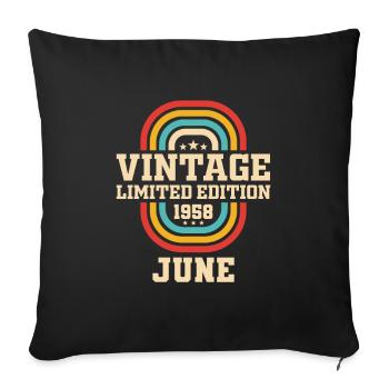 65th Birthday June Vintage 1958 Vintage - Sofa pillowcase 17,3'' x 17,3'' (45 x 45 cm) - black - Front