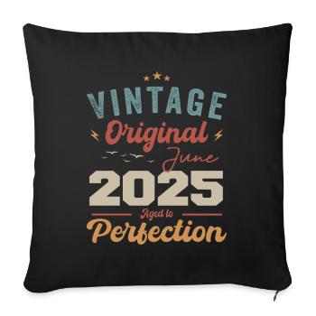 Juin 2025 Vieilli à la perfection Millésime juin 2025 - Housse de coussin décorative 45 x 45 cm - noir - Devant