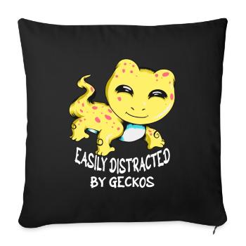 Easily distracted by geckos lizard breeders - Sofa pillowcase 17,3'' x 17,3'' (45 x 45 cm) - black - Front