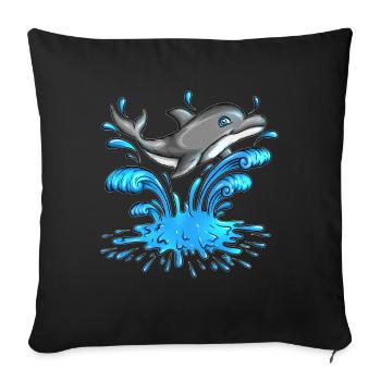 Dolphin Water Swimmers Marine Mammals Dolphins - Sofa pillowcase 17,3'' x 17,3'' (45 x 45 cm) - black - Front