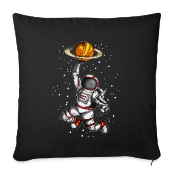 Un astronaute organise un voyage spatial dans l’univers planétaire - Housse de coussin décorative 45 x 45 cm - noir - Devant