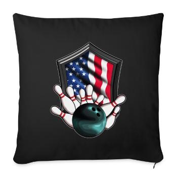 America Flag USA Bowling Ball Pin Bowler - Sofa pillowcase 17,3'' x 17,3'' (45 x 45 cm) - black - Front