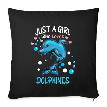 Mammifère marin dauphin Fille qui aime les dauphins - Housse de coussin décorative 45 x 45 cm - noir - Devant