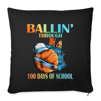 100 Days School Backpack Basketball Pens Ruler - Housse de coussin décorative 45 x 45 cm - noir - Devant