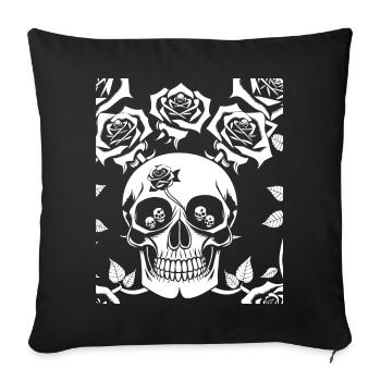 Horreur Crâne Crâne Art Crâne Gothique Heavy Metal - Housse de coussin décorative 45 x 45 cm - noir - Devant