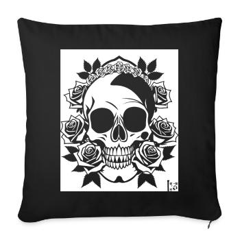 Horror Schädel Schädel Kunst Schädel Gothic Heavy Metal - Sofakissenbezug 45 x 45 cm - Schwarz - Vorne