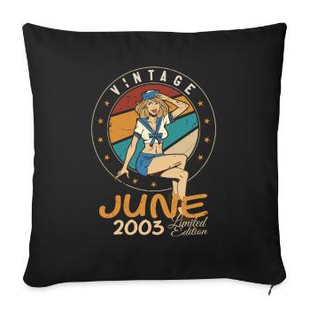 Vintage 2003 - Born In June 2003 - Sofa pillowcase 17,3'' x 17,3'' (45 x 45 cm) - black - Front