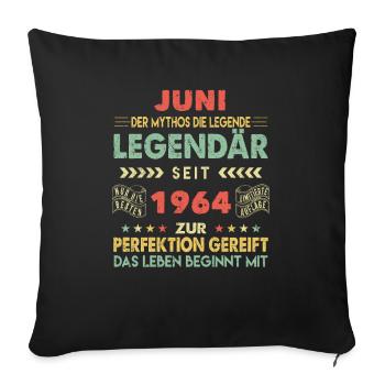 59. Geburtstag Juni Jahrgang 1964 Vintage - Sofakissenbezug 45 x 45 cm - Schwarz - Vorne