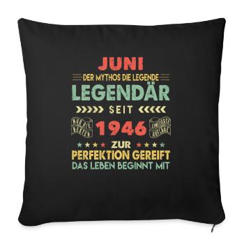 77. Geburtstag Juni Jahrgang 1946 Vintage - Sofakissenbezug 45 x 45 cm - Schwarz - Vorne