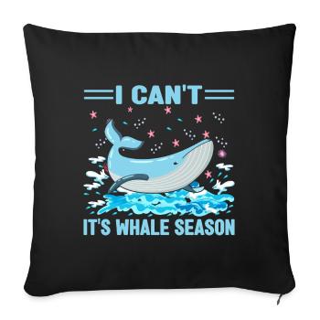 Je ne peux pas, c’est la saison des baleines amoureux des baleines - Housse de coussin décorative 45 x 45 cm - noir - Devant