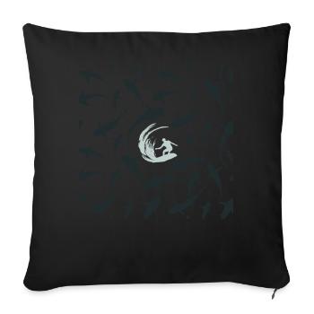 Surfen mit Haien Surfing with Sharks - Sofa pillowcase 17,3'' x 17,3'' (45 x 45 cm) - black - Front