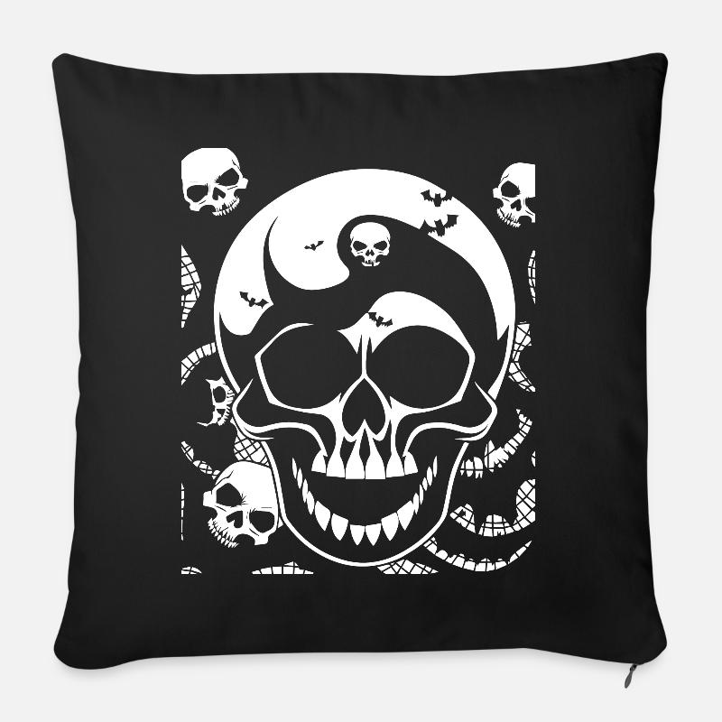 Horror Schädel Schädel Kunst Totenkopf Gothic Heavy Metal - Sofakissenbezug 45 x 45 cm - Schwarz