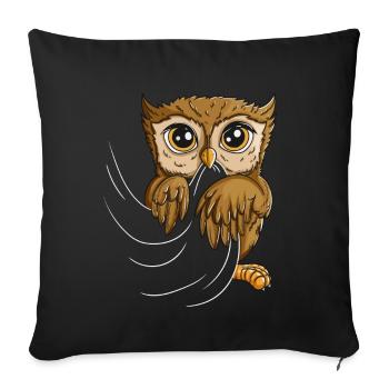 Owl Eats Tshirt Owl Costume Baby Owl Branches - Sofa pillowcase 17,3'' x 17,3'' (45 x 45 cm) - black - Front