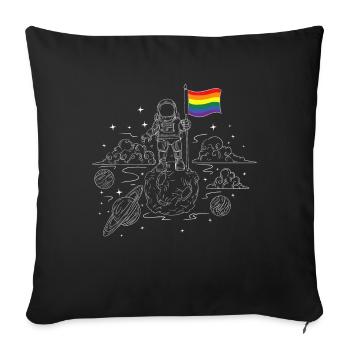 Rainbow Flag All Space Astronaut LGBTQ - Sofa pillowcase 17,3'' x 17,3'' (45 x 45 cm) - black - Front