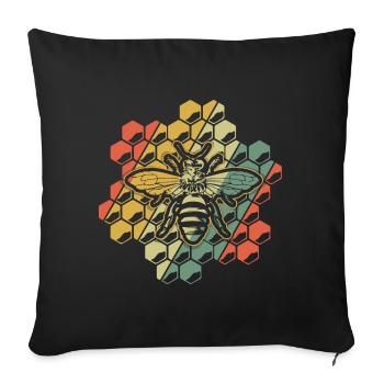 Apiculture de la ruche Apiculteur de miel Abeille vintage - Housse de coussin décorative 45 x 45 cm - noir - Devant