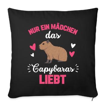 Capybara Mädchen Geschenk Niedliches Capybara - Sofakissenbezug 45 x 45 cm - Schwarz - Vorne