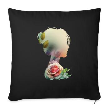 Blumenfrau Flower Woman - Sofa pillowcase 17,3'' x 17,3'' (45 x 45 cm) - black - Front