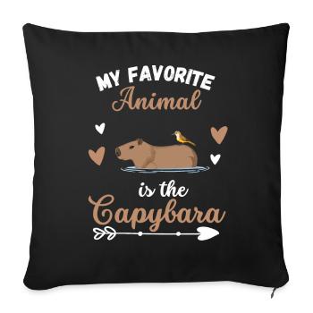Rodent Capybara Funny Gift Capybara - Sofa pillowcase 17,3'' x 17,3'' (45 x 45 cm) - black - Front