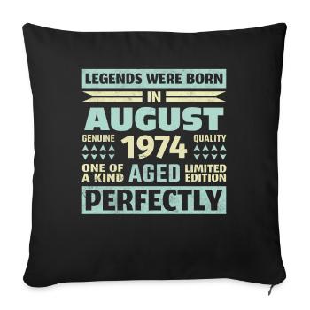 49ème anniversaire août millésime 1974 millésime - Housse de coussin décorative 45 x 45 cm - noir - Devant