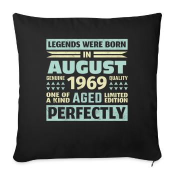 54. Geburtstag August Jahrgang 1969 Vintage - Sofakissenbezug 45 x 45 cm - Schwarz - Vorne