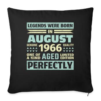 57th Birthday August Vintage 1966 Vintage - Sofa pillowcase 17,3'' x 17,3'' (45 x 45 cm) - black - Front