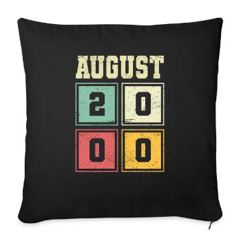 23ème anniversaire août millésime 2000 millésime - Housse de coussin décorative 45 x 45 cm - noir - Devant