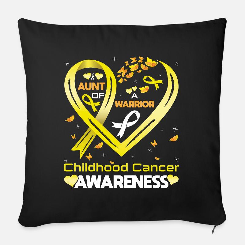 Tante de Warrior Sensibilisation au cancer infantile - Housse de coussin décorative 45 x 45 cm - noir