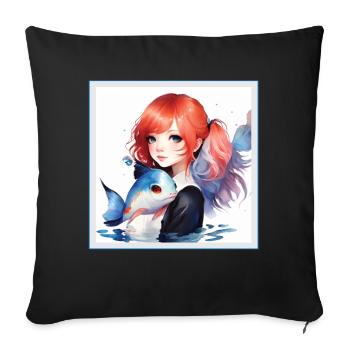 Anime Girl Japanese Aesthetic Anime Gift - Sofa pillowcase 17,3'' x 17,3'' (45 x 45 cm) - black - Front