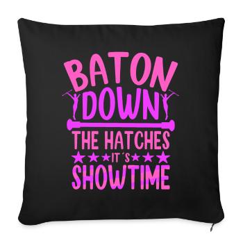 Bâton virevoltant dans les écoutilles C’est l’heure du spectacle - Housse de coussin décorative 45 x 45 cm - noir - Devant