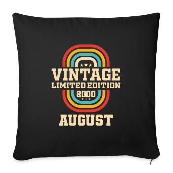 23ème anniversaire août millésime 2000 millésime - Housse de coussin décorative 45 x 45 cm - noir - Devant