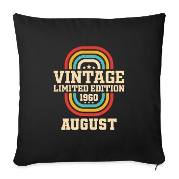 63rd Birthday August Vintage 1960 Vintage - Sofa pillowcase 17,3'' x 17,3'' (45 x 45 cm) - black - Front