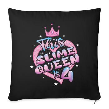 Kids Slime Lover Kid Slime Girl Age 4 Slime Craft - Sofa pillowcase 17,3'' x 17,3'' (45 x 45 cm) - black - Front