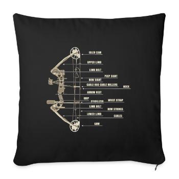 Outdoor Hunting Arch Anatomy Bow Definition Arrow - Sofa pillowcase 17,3'' x 17,3'' (45 x 45 cm) - black - Front