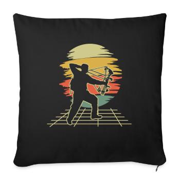 Chasse en plein air Retro Vintage Bow Hunter Tir à l’arc - Housse de coussin décorative 45 x 45 cm - noir - Devant