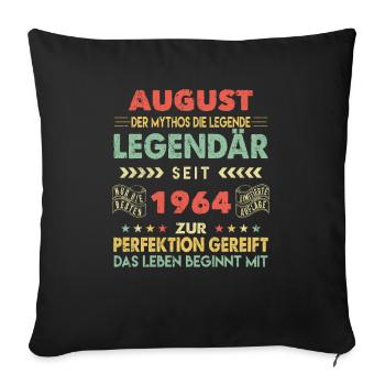 59. Geburtstag August Jahrgang 1964 Vintage - Sofakissenbezug 45 x 45 cm - Schwarz - Vorne