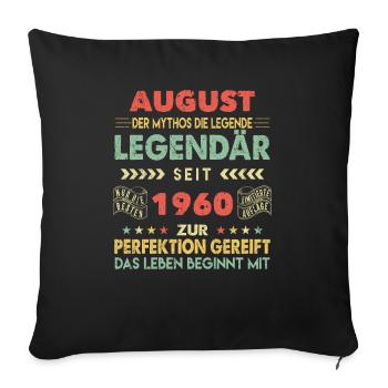 63. Geburtstag August Jahrgang 1960 Vintage - Sofakissenbezug 45 x 45 cm - Schwarz - Vorne