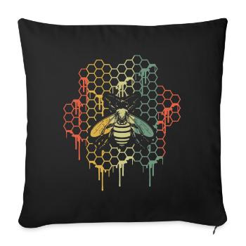 Ruche Apiculture Apiculteur Abeille Rétro Abeille - Housse de coussin décorative 45 x 45 cm - noir - Devant