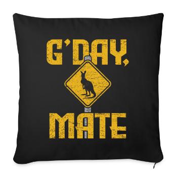 Salutation australienne Hello Australia Day Kangourou - Housse de coussin décorative 45 x 45 cm - noir - Devant